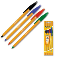 Фото товара - Набор цветных шариковых ручек BIC Orange (толщина линии 0,35 мм, 4 цвета: зеленый, красный, синий, черный)