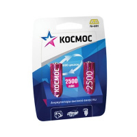 Фото товара - Аккумулятор Космос АА/R6 (2500 mAh, NiMH, 2 штуки)