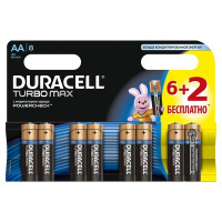 Фото товара - Батарейки Duracell Turbo Max АА/LR6 8 штук (промоупаковка, 6+2)
