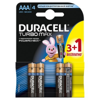 Фото товара - Батарейки Duracell Turbo Max ААA/LR03 4 штуки (промоупаковка, 3+1)
