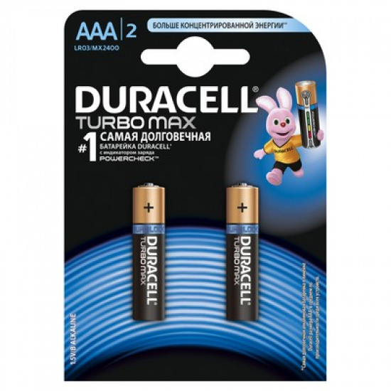 Большое фото товара - Батарейки Duracell Turbo Max ААA/LR03 2 штуки, 300046017. Вариант №2